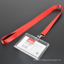 Cheap Custom Rigid ID Card Holder With Lanyard / Hard Plastic Clear Crystal Card Holder